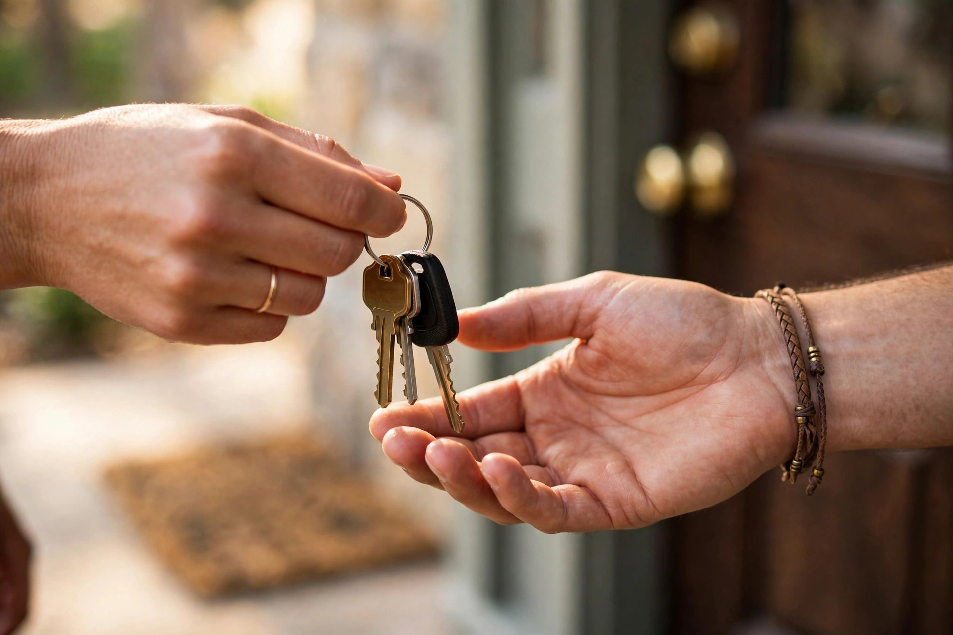 Handing over the house keys at closing