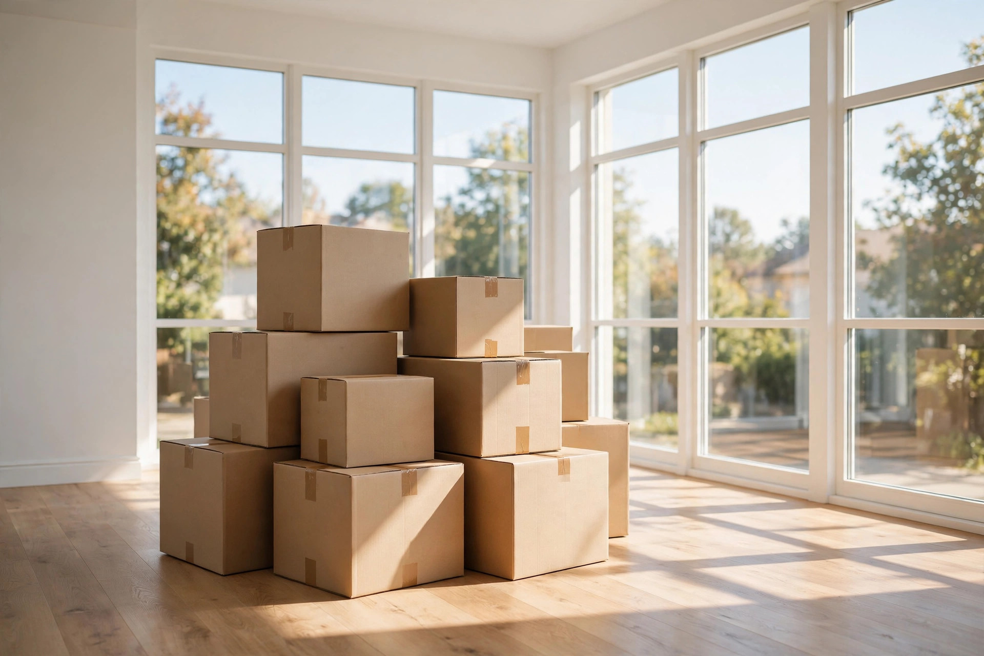 Packed boxes ready for a move